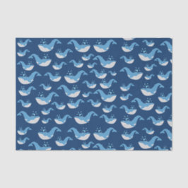 Papel De Seda Patrón de ballenas del océano azul profundo