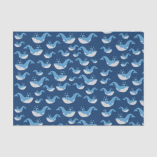 Papel De Seda Patrón de ballenas del océano azul profundo