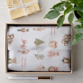 Papel De Seda Patrón de ballet de cascanueces con acuarela rosa