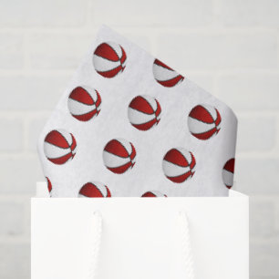 Papel De Seda patrón de baloncestos rojos y blancos diminutos