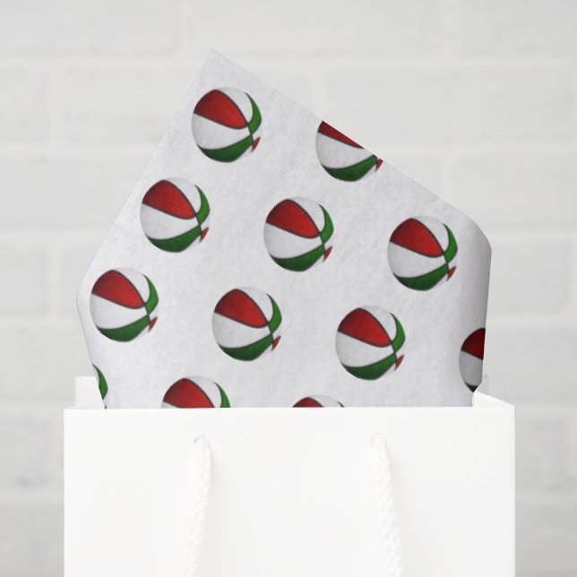 Papel De Seda patrón de baloncestos rojos y verdes (Bolsa de regalo)