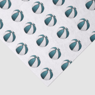 Papel De Seda patrón de balones de baloncesto diminutos teal y b