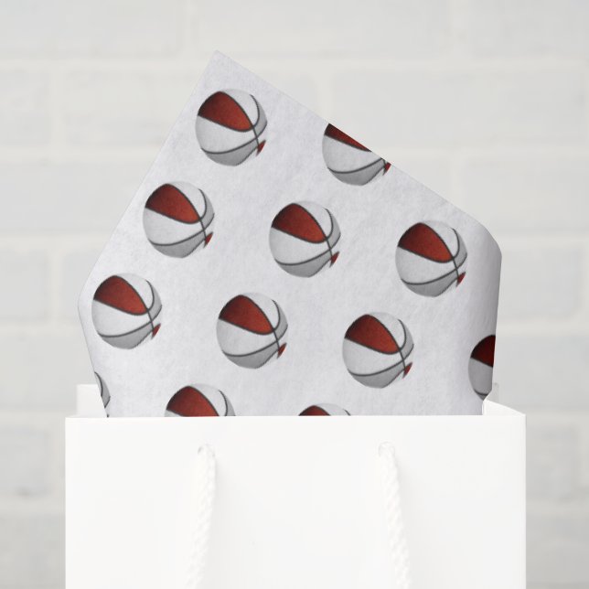 Papel De Seda patrón de balones de baloncesto grises granate dim (Bolsa de regalo)