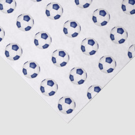 Papel De Seda patrón de balones de fútbol blancos y azules dimin