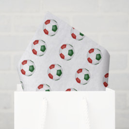 Papel De Seda patrón de balones de fútbol rojos y verdes