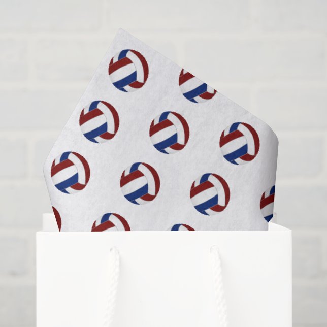 Papel De Seda patrón de balones de voleibol azules granate dimin (Bolsa de regalo)