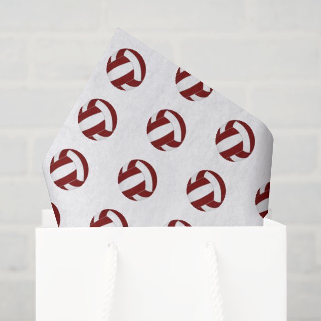 Papel De Seda patrón de balones de voleibol blancos granate dimi (Bolsa de regalo)