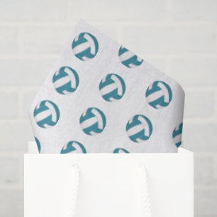 Papel De Seda patrón de balones de voleibol blancos y azul verdo