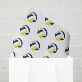 Papel De Seda patrón de balones de voleibol dorados azules dimin