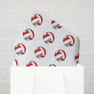 Papel De Seda patrón de balones de voleibol grises rojos diminut