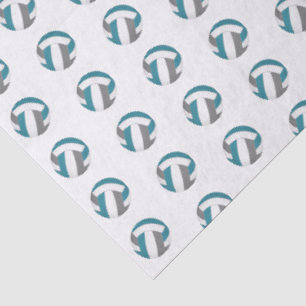 Papel De Seda patrón de balones de voleibol grises teal diminuto