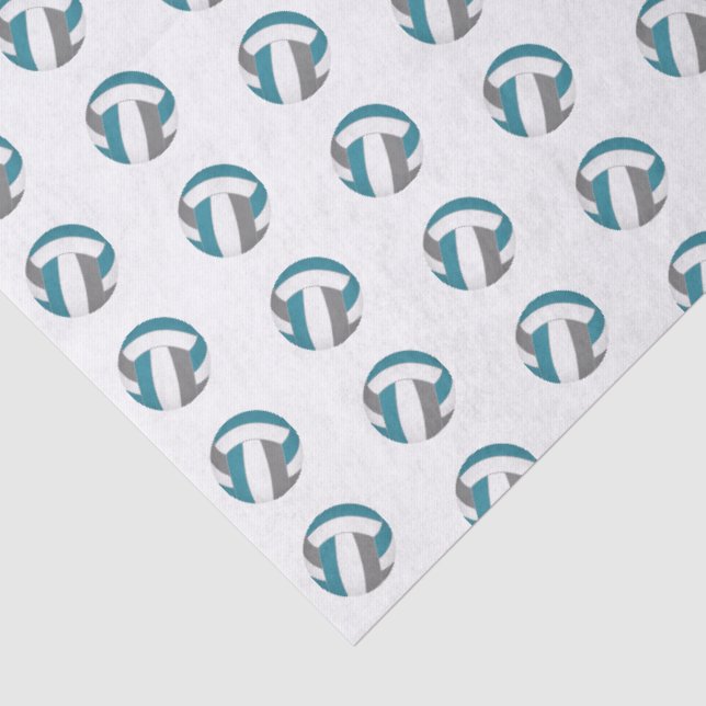 Papel De Seda patrón de balones de voleibol grises teal diminuto (Detalle)