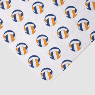Papel De Seda patrón de balones de voleibol naranjas azules dimi