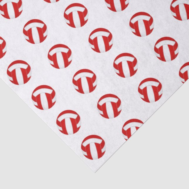 Papel De Seda patrón de balones de voleibol rojos y blancos dimi (Detalle)