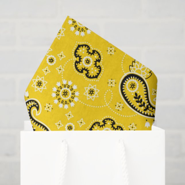 Papel De Seda Patrón de Bandana amarillo Moda moderna de vaquero (Bolsa de regalo)