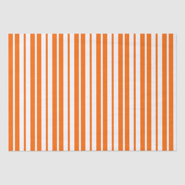 Papel De Seda Patrón de bandas verticales blancas naranja (Anverso)