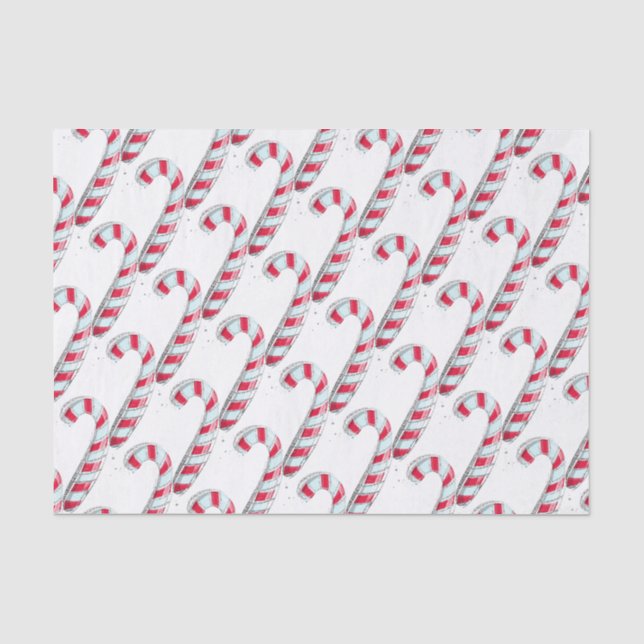 Papel De Seda Patrón de bastón de caramelo de Navidad (Anverso)