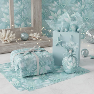 Papel De Seda Patrón de bayas de follaje de Navidad costera #7 I