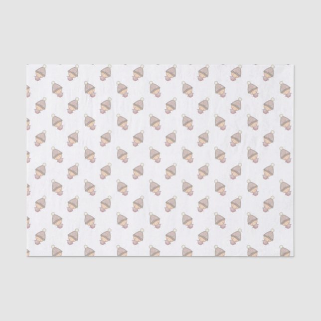 Papel De Seda Patrón de Bebés Rosados Lindos (Anverso)