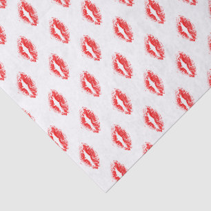 Papel De Seda Patrón de beso con lápiz labial rojo