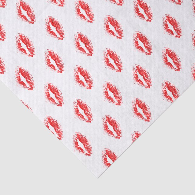 Papel De Seda Patrón de beso con lápiz labial rojo (Detalle)