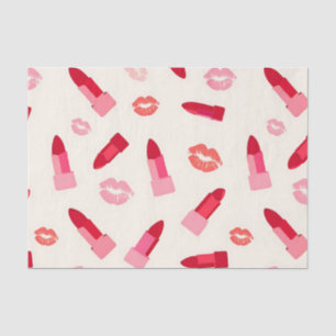 Papel De Seda Patrón de beso con lápiz labial rosa