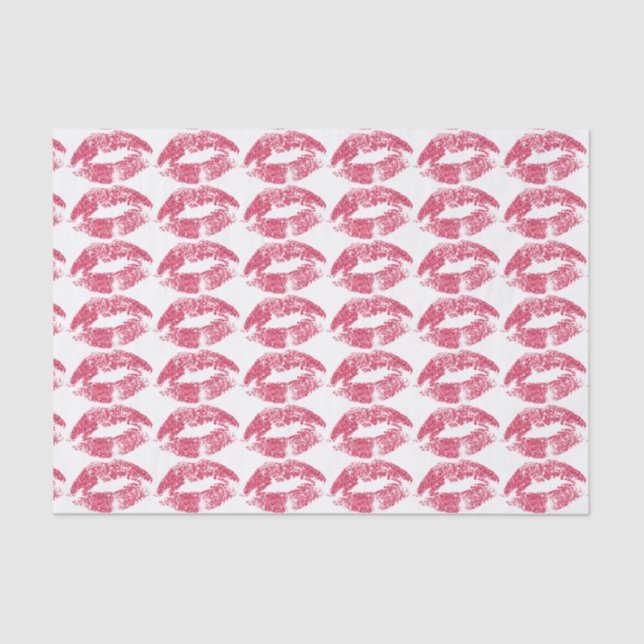 Papel De Seda Patrón de besos de los labios rosados (Anverso)