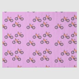 Papel De Seda Patrón de bicicletas en rosa