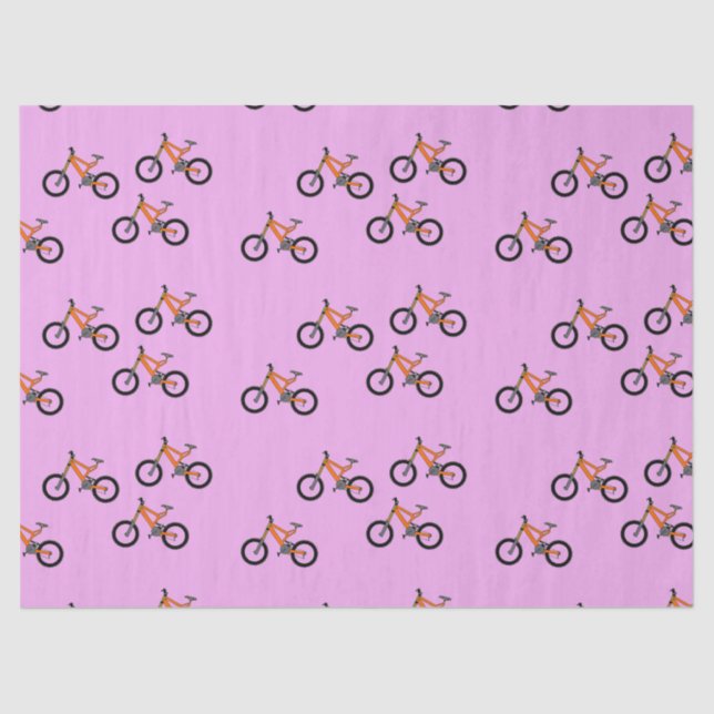 Papel De Seda Patrón de bicicletas en rosa (Anverso)