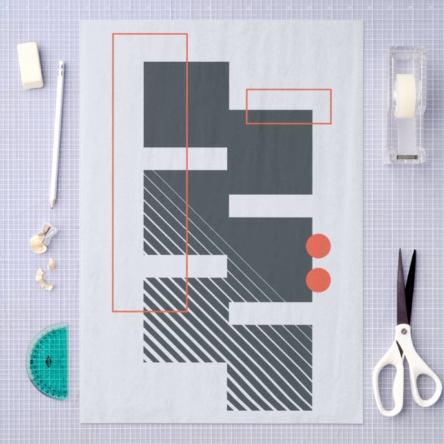Papel De Seda Patrón de bloque geométrico abstracto (Artesanía)