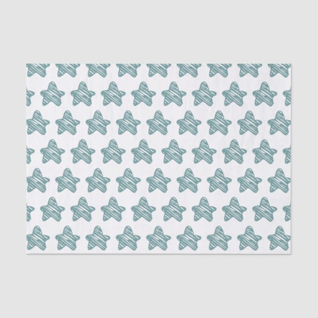 Papel De Seda Patrón de boceto de estrella azul moderna (Anverso)