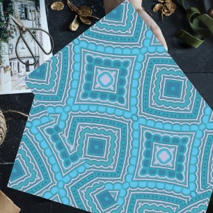 Papel De Seda Patrón de Boho étnico Turquesa Verde azulado de la