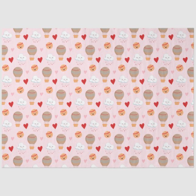 Papel De Seda Patrón de boho lindo en rosa (Anverso)