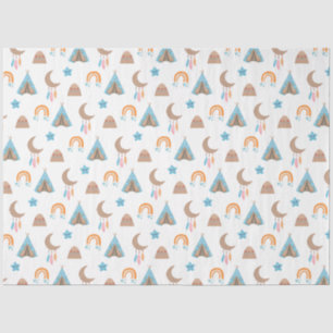 Papel De Seda Patrón de boho moderado en blanco