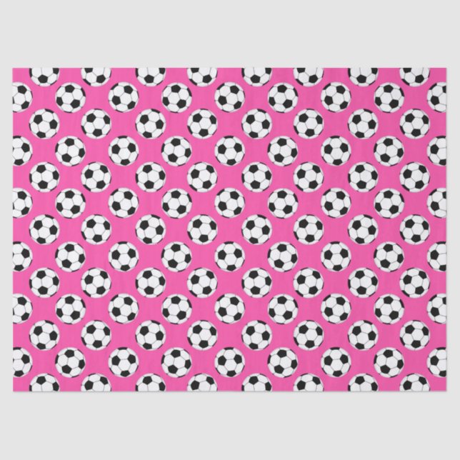 Papel De Seda Patrón de bola de fútbol rosa (Anverso)