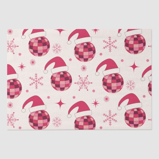 Papel De Seda Patrón de bolas de discoteca de Navidad Groovy San (Anverso)