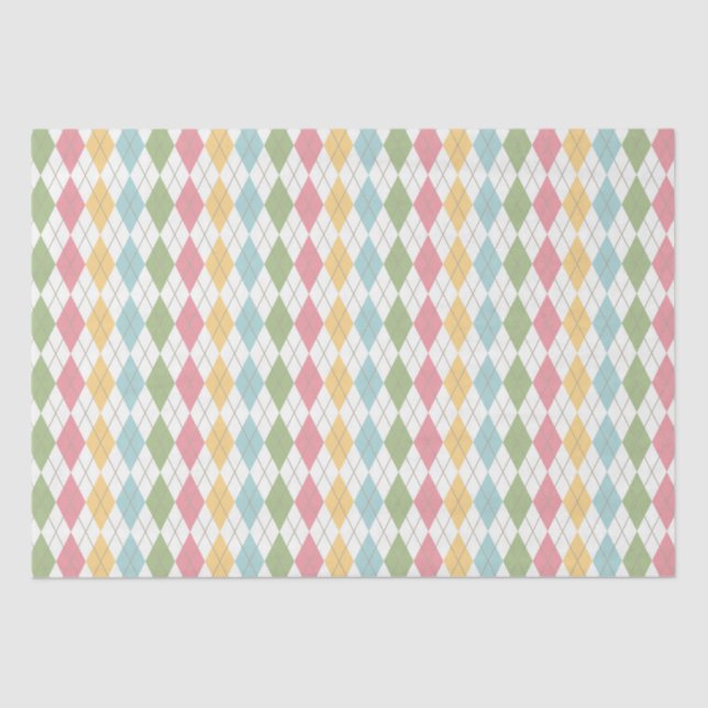 Papel De Seda Patrón de bonito Pastel Argyle (Anverso)