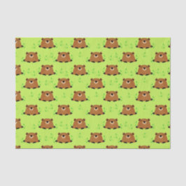 Papel De Seda Patrón de bosque adorable Groundhog