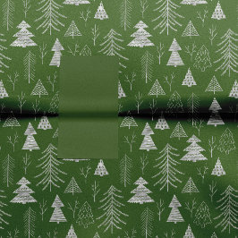 Papel De Seda Patrón de bosque de árboles de Navidad verde y pla