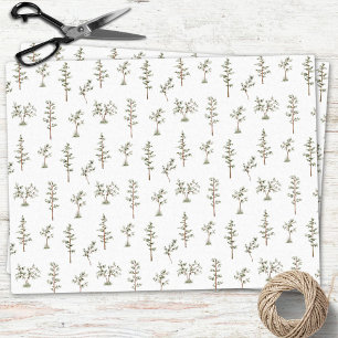 Papel De Seda Patrón de bosque de árboles verdes