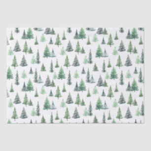 Papel De Seda Patrón de bosque de árboles verdes de color de agu