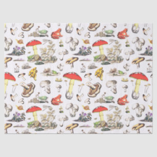 Papel De Seda Patrón de bosque de caracoles de espuma de hongos