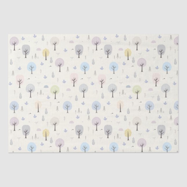 Papel De Seda Patrón de bosque escandinavo sin foco (Anverso)