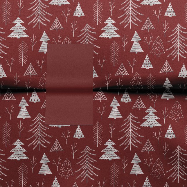 Papel De Seda Patrón de bosques de árboles de Navidad plateado y (Subido por el creador)