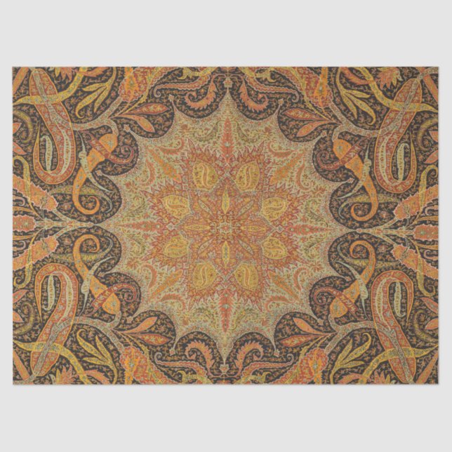 Papel De Seda Patrón de Boteh de la Antigua India (Anverso)