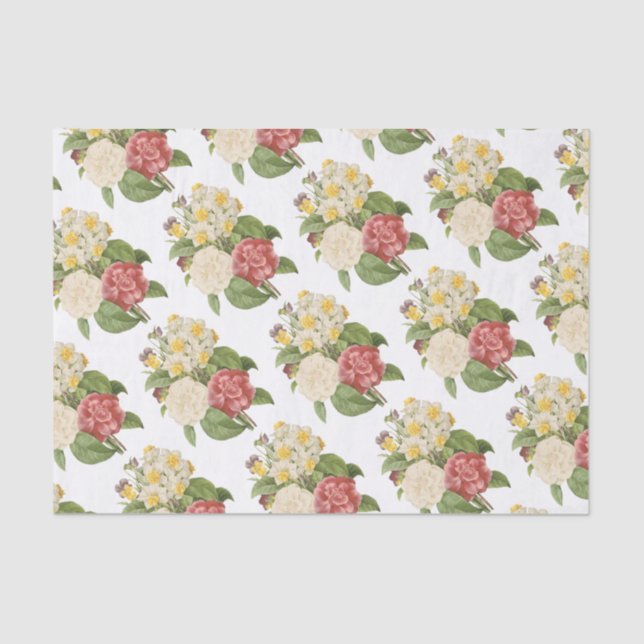 Papel De Seda Patrón de Bouquet de flores (Anverso)