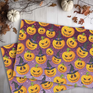 Papel De Seda patrón de brillo de calabaza de Halloween