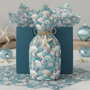 Papel De Seda Patrón de caballito de mar audaz de Navidad coster