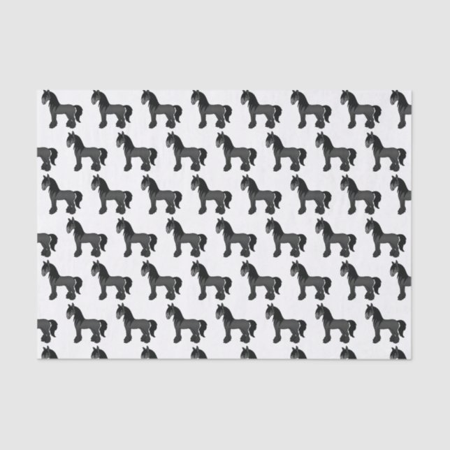 Papel De Seda Patrón de caballos Black Gypsy Vanner Clydesdale S (Anverso)