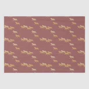Papel De Seda Patrón de caballos de Troping de Borgoña y Oro